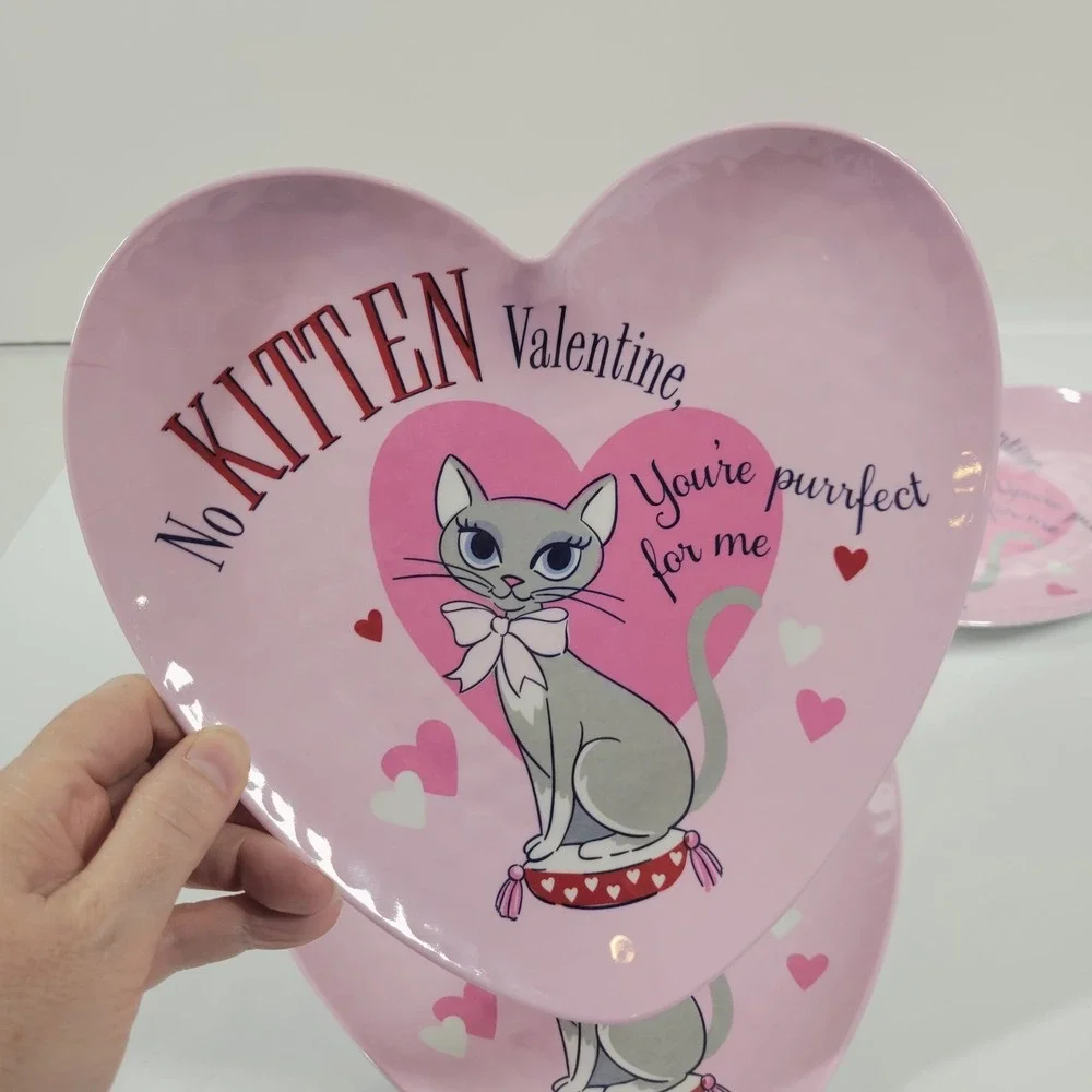Pottery Barn Kids Heart Shaped Kitten Plate‎ 9